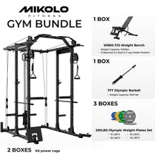 Load image into Gallery viewer, Mikolo K6 Power Cage, Power Rack with Cable Crossover System, Home Gym Packages , 230b Weight Set-Black
