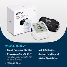 Load image into Gallery viewer, OMRON Silver Blood Pressure Monitor for Home Use &amp; Upper Arm Blood Pressure Cuff - White
