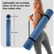 Load image into Gallery viewer, Wimwum Extra Wide Yoga Mat 72" x 32", 8mm Non Slip TPE Exercise Mat with Carrying Strap, Large Workout Mat for Yoga, Pilates, Stretching, HIIT &amp; Home Gym, DarkBlue
