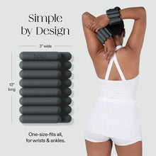Load image into Gallery viewer, Bala Bangles Wrist &amp; Ankle Weights for Women &amp; Men - 3 lb Adjustable Weighted Bands -Charcoal
