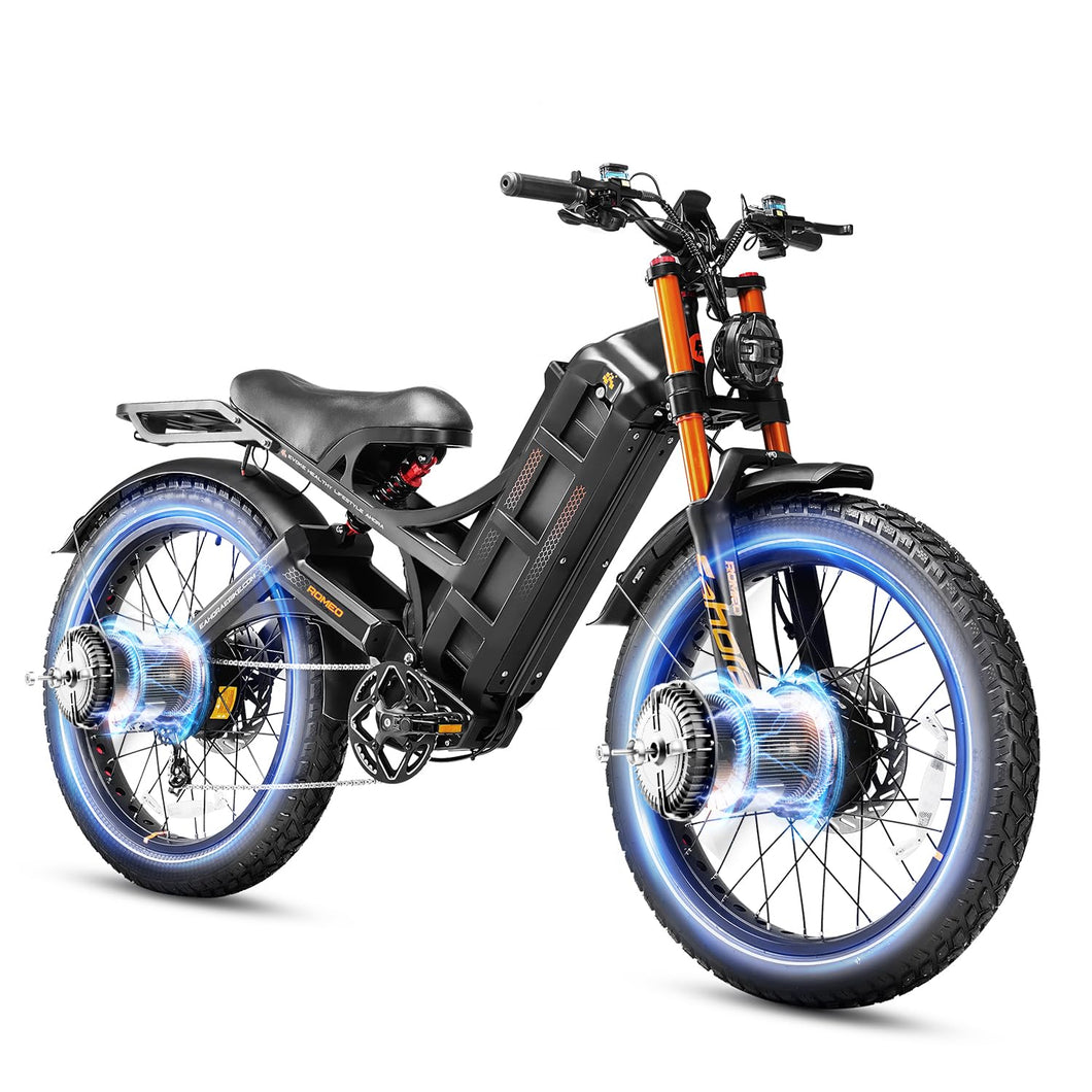 2025 eAhora Romeo Pro 2 4000W 46MPH Dual Motor Electric Bike for Adults,70AH 200+ Miles Long Range Ebike,26