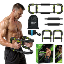 Load image into Gallery viewer, Vanlgs Twister Arm Trainer for Men, Chest Workout Equipment 5-Level Adjustable (40-130lb) with Ergonomic 27° Targets Biceps/Clip/Thigh, Portable Exerciser for Home Gym Travel Fitness, Green
