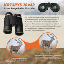 Load image into Gallery viewer, VOTJPYS 10x42 Laser Rangefinder Binoculars for Hunting – 2286 Yds ACD/Los, Scan Mode, ±1m Accuracy, Red OLED, HD Optics (Deer 1189 Yds)
