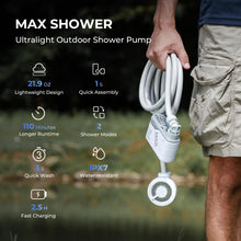 Load image into Gallery viewer, FLEXTAILGEAR MAX Shower Ultralight Rechargeable Outdoor Shower Pump, Portable Camping Showerhead Handheld, Travel Shower with USB-C Water Pump for Hiking, Car wash, Pet Cleaning, Beach Vacations
