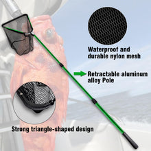 Load image into Gallery viewer, Fiblink Folding Aluminum Fishing Landing Net Fish Net with Extending Telescoping Pole Handle (Green:59-118 inches-(Extend Length))
