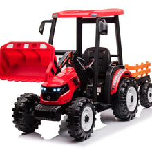 Load image into Gallery viewer, Pedal Tractors with Working Loader and Backhoe Digger, Kids&#39; Ride on Car Toys Electric Vehicles with Trailer, Digger for Toddlers (Red)
