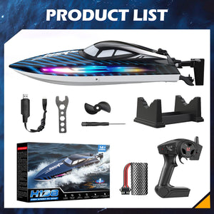 RC Remote Control Boat with 7 LED Light Modes Waterproof Electric Fast Speed Boat for Adults Kids 8-12 Lake Pool Water Play,Self-righting
