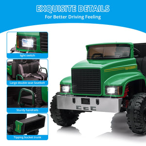 Ride On Car for Kids Baby Car with Remote Control Electric UTV Vehicles with Dump Bed, 24V Kids Electric Car, Green