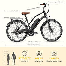 Load image into Gallery viewer, Electric Bike for Adults, 1000W Motor Peak Ebike, 450Wh Removeable Battery, 26&#39;&#39; City Cruiser Bicycle, 22 MPH
