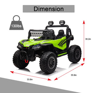 24V 2 Seater 4WD Kids Ride On UTV for Big Kids, Side by Side 4x4 Ride on Off-Road Truck with Parent Remote Control, Green