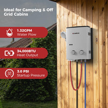 Load image into Gallery viewer, CAMPLUX 1.32 GPM Tankless Water Heater Portable, 5L Outdoor Propane Water Heater for Camping Trip with Overheating Protection, AY132G, Gray
