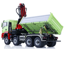 Load image into Gallery viewer, 1/14 RC Hydraulic 3-Ways Dump Crane Truck 8X8 7CH Painted Remote Control Tipper Car Unfinished Body Shell Construction Vehicle
