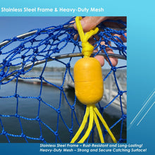 Load image into Gallery viewer, Stainless Crab Ring Trap Kit 2 Sets – Stainless Crab Net with 100ft Rope, Bait Bag, Clip &amp; Ruler – 24” Stainless Steel Two-Ring Crab Trap for Dock &amp; Pier Crabbing – Complete Recreational Crabbing Gear
