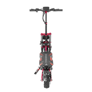 Electric Scooter with Seat, 11-inch Off-Road Tires, Dual Suspension, LED Display, Black and Red