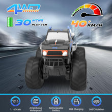 Load image into Gallery viewer, RC Monster Truck 1:16, Electric RC Car RC Monster Car 4WD Rock Crawler Scale Remote Control Truck Toy Cars (Blue)
