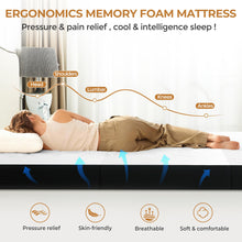 Load image into Gallery viewer, bedsmile 6 Inch Trifold Mattress, Queen Size Foldable Memory Foam Mattress with Viscose Derived from Bamboo Washable Cover, Folding Mattress Topper Floor Bed for Camping, Guest, RV, Ventilated
