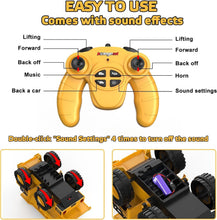 Load image into Gallery viewer, 9 Channel Remote Control Dump Truck Toy with Lights and Sounds Effect, 1:18 RC Construction Vehicles Trucks
