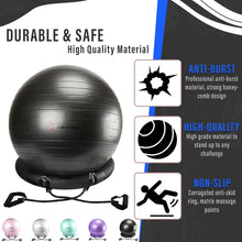 Load image into Gallery viewer, NEUMEE Yoga Ball Chair with 65cm Exercise Ball &amp; 2 Resistance Bands(Black)
