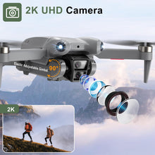 Load image into Gallery viewer, ASFSFQ PRO Drone with Camera for Adults 2k, Brushless Motors Drone for Kids Beginners, 40mins Flight Time with 2 Batteries, FPV Foldable RC Quadcopter, Toys Gifts for Teen Boys Girls, Beginner (Grey)
