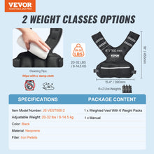 Load image into Gallery viewer, VEVOR Adjustable Weighted Vest, 20-32lb Weight Vest with 6 Ironsand Weights and Reflective Stripe, Body Weight Vest Exercise Set for Men Women, Workout Equipment for Strength Training Running Jogging
