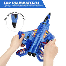 Load image into Gallery viewer, Remote Control Plane F-22 Raptor, 2.4Ghz Rc Airplane with Smart Gyro/LED Lights/3 Rechargeable Batteries (Blue)
