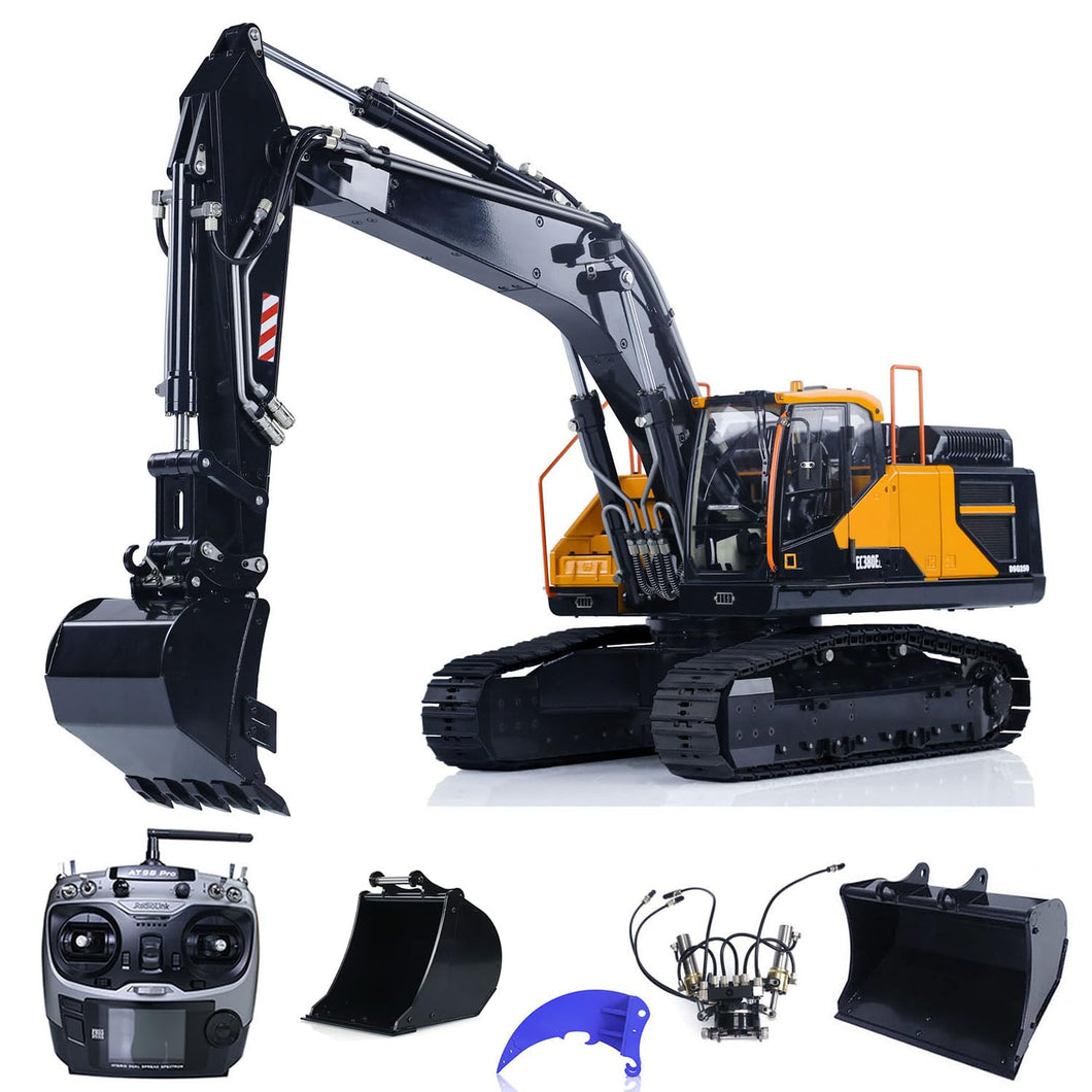 1/14 Ec380 RC Hydraulic Excavator Metal Electric Construction Digger Vehicles Tiltable Bucket Ripper Model At9S (Yellow)