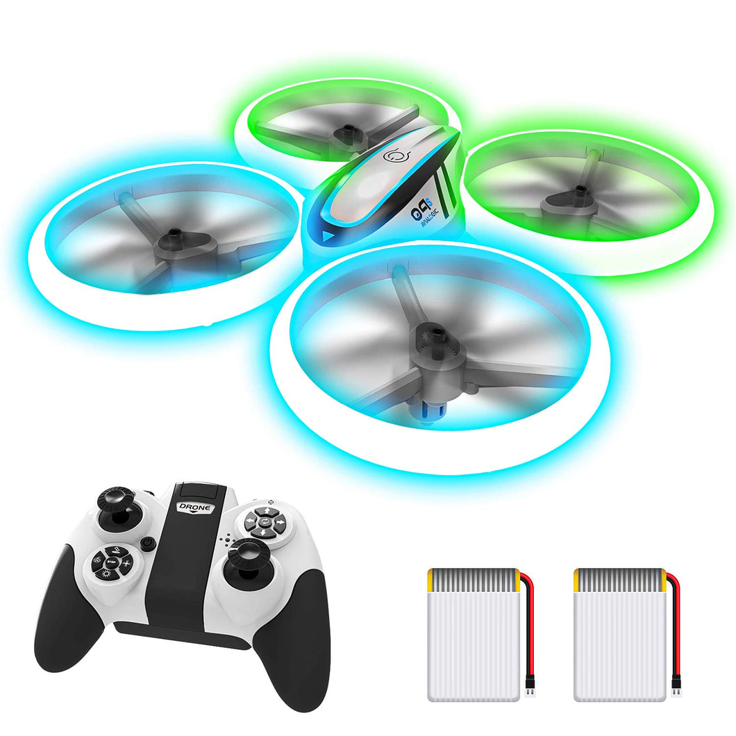 Drones for Kids, RC Drone with Altitude Hold and Headless Mode, Quadcopter Blue & Green Light, Propeller Full Protect, 2 Batteries
