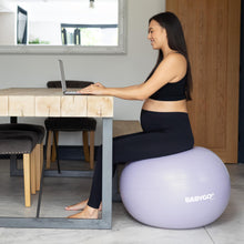 Load image into Gallery viewer, BABYGO Birthing Ball - Pregnancy Yoga Labor &amp; Exercise Ball &amp; Book Set Trimester Targeting (Lavender, 65cm - Electric)
