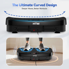 Load image into Gallery viewer, HTM Curved Vibration Plate Exercise Machine, Whole Body Shake Plate with 150W Motor &amp; Resistance Band, 330lbs Weight Capacity, 120 Speeds, Low Noise Vibration Board for Weight Loss, Home Fitness
