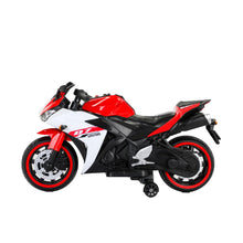 Load image into Gallery viewer, Ride on Motorcycle, 12V Kids Electric Motorcycle, Battery Operated Kids Vehicles with Hand Racing/Foot Brake/Light Wheel (RED)
