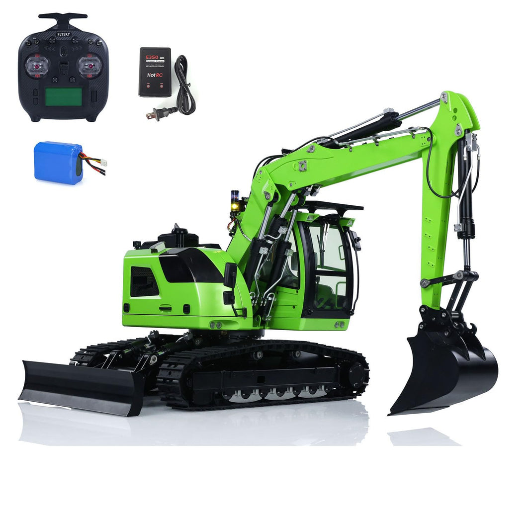 Metal 1/14 RC Hydraulic Excavator LR 914 5ways Valve Remote Control Digger Model RTR Construction Vehicle (Green and Black)