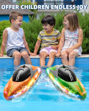 Load image into Gallery viewer, Remote Control Boat for Kids Adults: 2Pack RC Boat with LED Lights for Pools Lakes, 2.4Ghz, 50-100Mins Long Playtime, Rechargeable Batteries
