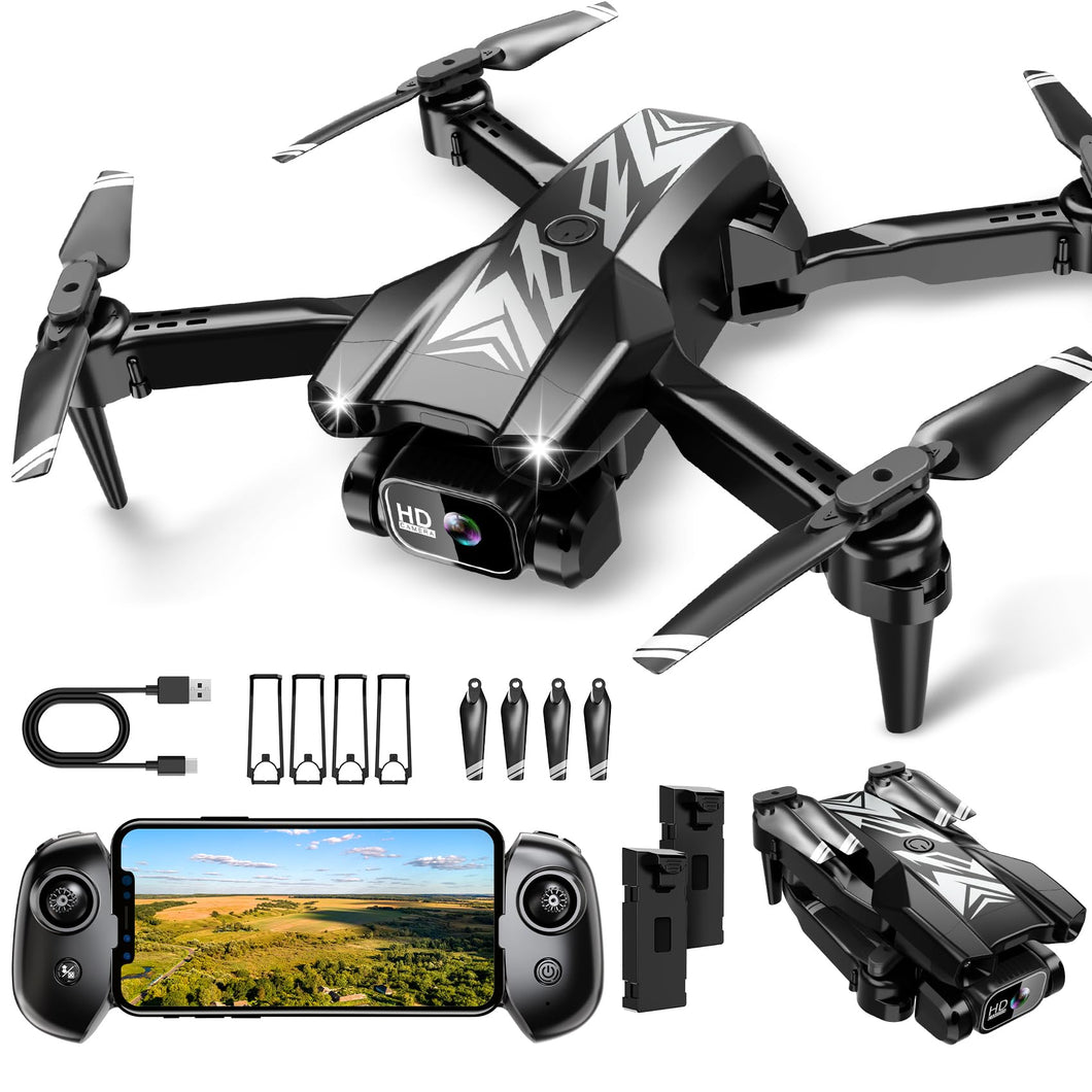 Mini Drone with Camera for Kids Adults-1080P FPV Camera Foldable Drone with Stable Altitude Hold, Gestures Selfie, Waypoint Fly, 2 Batteries