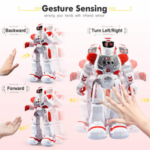 RC Smart Robot Toys for Kids, Intelligent Programmable Robot with Infrared Controller, Gesture Sensing, Singing, Dancing (Red)