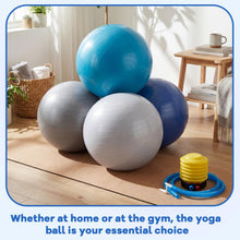 Load image into Gallery viewer, Leyndo 4 Pcs 26 Inch Yoga Exercise Ball Pilates Pregnancy Birthing Fitness Ball-(Blue Gray Set)

