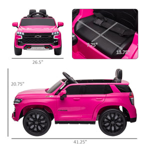 Chevrolet Tahoe Licensed Kids Ride on Car, 12V Battery Powered Kids Electric Car with Remote Control, Pink