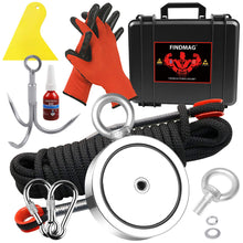 Load image into Gallery viewer, FINDMAG 2625 LBS Fishing Magnet, 4.57 Inch Double Sided Fishing Magnet Kit
