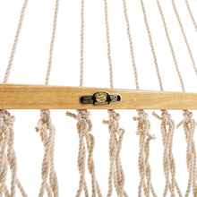 Load image into Gallery viewer, Original Pawleys Island Deluxe Oatmeal DuraCord Rope Hammock – 13 ft. x 60 in., 2-Person, 450 lb Capacity, Oak Spreader Bar, Zinc-Plated Hardware, Handcrafted in the USA
