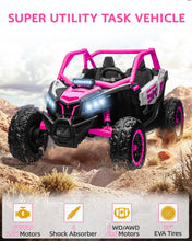 Load image into Gallery viewer, 24V 7AH 2 Seater Power Wheels for Big Kids, 25&quot; 4WD Large Kids&#39; Electric Vehicles with Remote Control for Girls Boys, Pink
