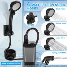 Load image into Gallery viewer, vignuto Portable Shower for Camping, Rechargeable Camping Shower kit with LED Display of Battery Level and Temperature, Lasting-150 Mins, Suitable for Outdoor Shower, Pet Bath, Car Washing
