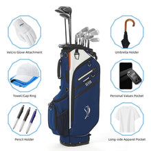 Load image into Gallery viewer, ANNCORD Golf Stand Bag 14 Way Top Dividers Full-Length with Stand, 7 Pockets, Lightweight Golf Bag for Men, Dual Strap, Rain Hood, Portable Golf Club Bag for Men Women, Blue/Black
