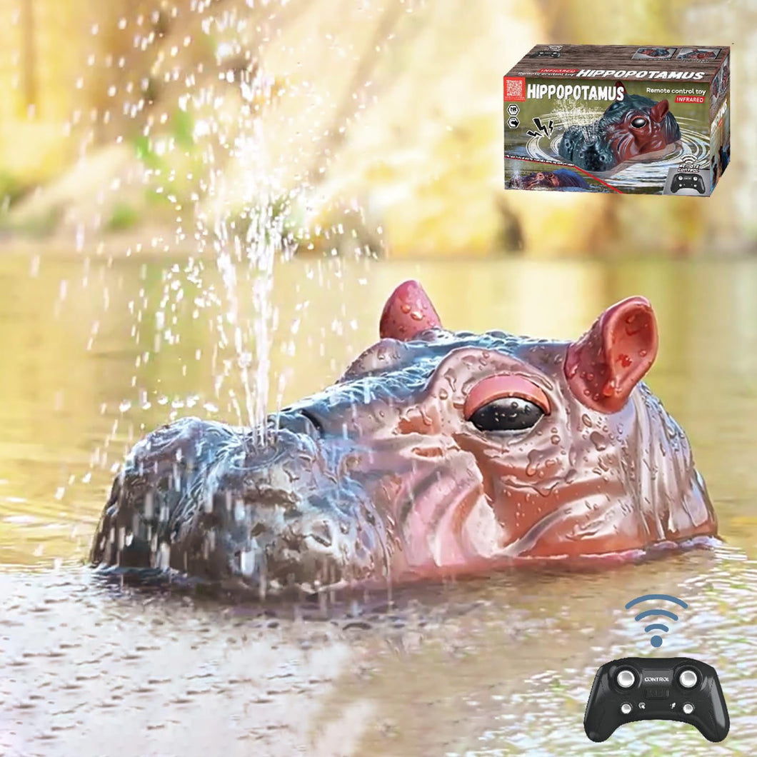 RC Boat for Kids, Hippo Remote Control Boat for Lake River & Pool, 2.4GHz Simulation Hippopotamus Head Electric Boat Spoof Toy