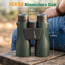 Load image into Gallery viewer, Aurosports 15x56 Binoculars for Adults High Powered for Bird Watching Green
