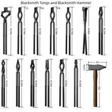 Load image into Gallery viewer, 18PCS Blacksmith Tongs and Hammer Set, 1095 Steel Forging Tools

