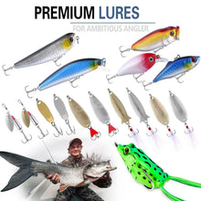 Load image into Gallery viewer, PLUSINNO 302Pcs Fishing Lures, Fishing Tackle Box with Tackle Included, Crankbaits, Spinnerbaits, Hooks, Weights &amp; Accessories - Freshwater Bass Fishing Gear Lure Bait Equipment Kit Gift for Men
