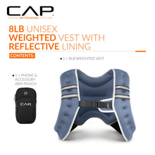 Load image into Gallery viewer, CAP Weighted Vest for Women &amp; Men 8lb – Reflective Fitness Vest for Walking, Running, Cardio, Rucking, &amp; Strength Training, Blue
