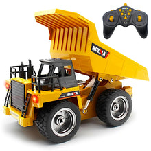 Load image into Gallery viewer, 9CH Alloy RC Dump Truck 1/18, 4WD Hauler Construction Vehicle Model, Metal Cabin, 2.4Ghz Radio Control Mine Tractor

