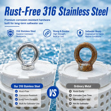 Load image into Gallery viewer, Bait Cage for Fishing, Chum Bucket &amp; Bait Barrel, PVC Fish Chum Cage with 316 Stainless Steel, Bait Bucket for Saltwater Fishing, 360° Water Flow, Indestructible with 32Feet Glow Rope (Small)
