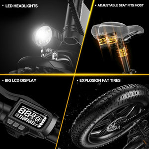 Folding Electric Bike,750W Motor(Peak1000W) Ebike for Adults with 614Wh Li-ion Battery,20"*4.0" Fat Tire 30MPH Electric Bicycle 7-Speed