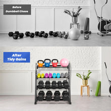 Load image into Gallery viewer, LIONSCOOL Adjustable Dumbbell Rack Stand, 4 Tier Heavy Duty Weight Storage Rack for Dumbbells &amp; Kettlebells
